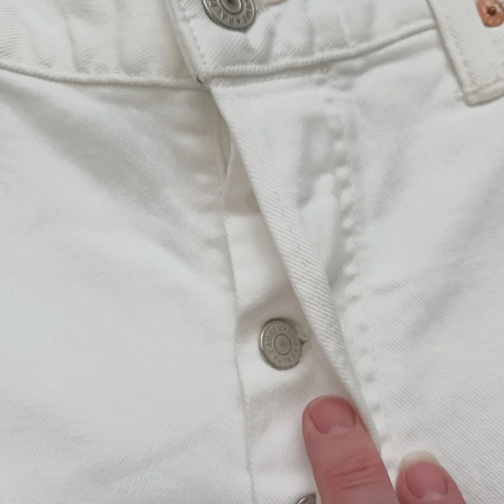 Polo Ralph Lauren Mens White Denim Jeans 38x30 Slim Straight Button Fly Stretch